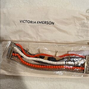 Victoria Emerson Red and Cream Beaded Bracelet